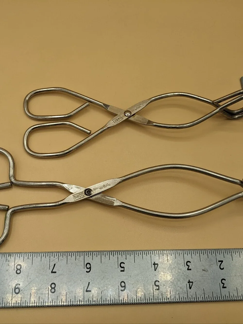 Vintage 2 EKCO Scissor Style Tongs 8